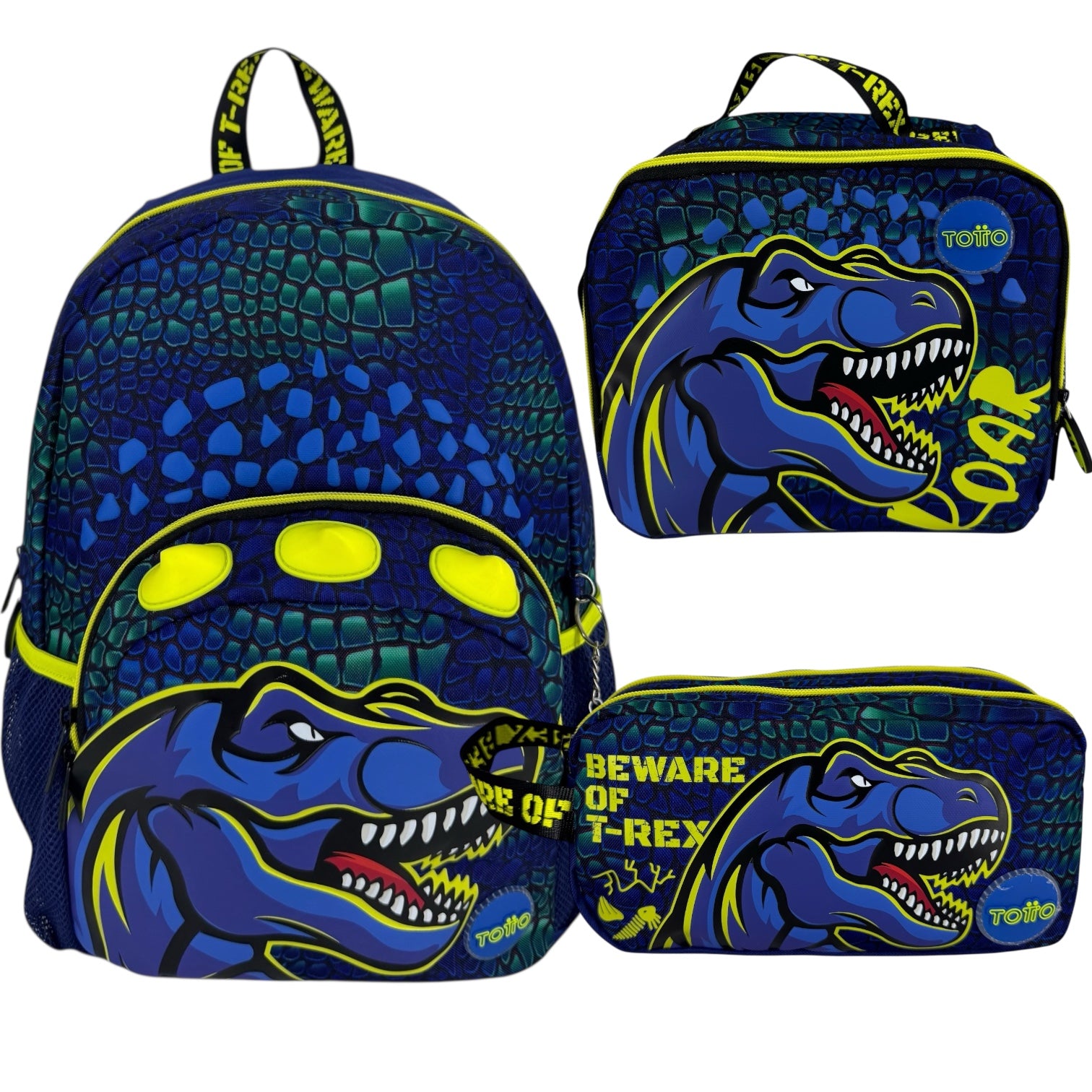 Combo Morral M + Cartuchera + Lonchera Totto Dino Rock