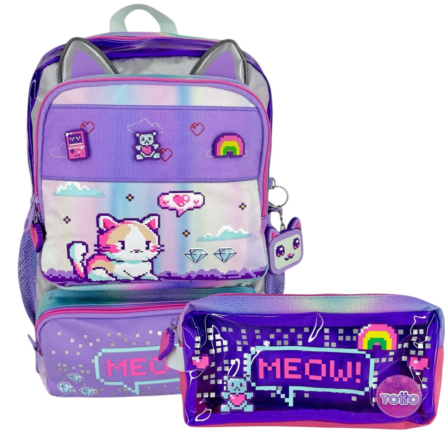 Combo Morral M + Cartuchera Totto Andy cat