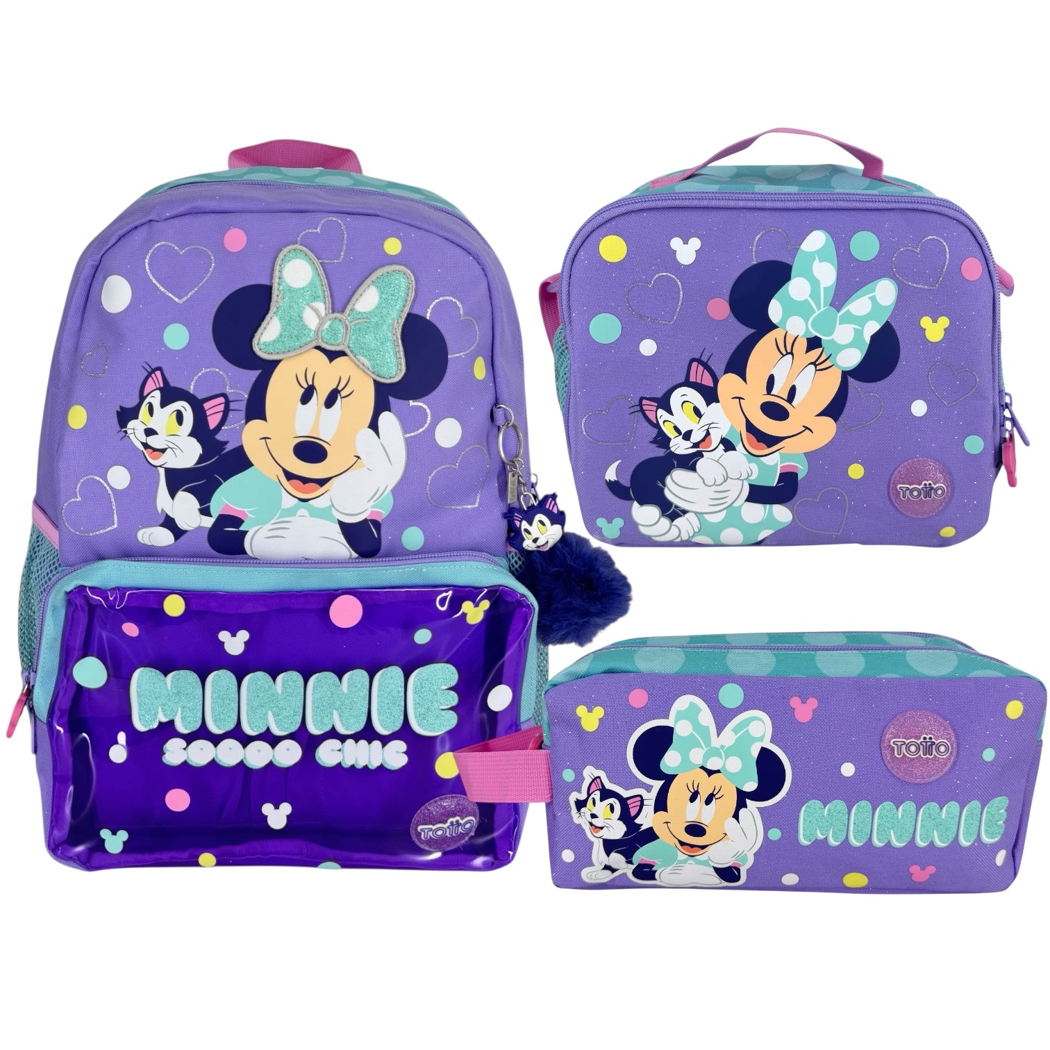 Combo Morral M + Cartuchera + Lonchera Totto Minnie