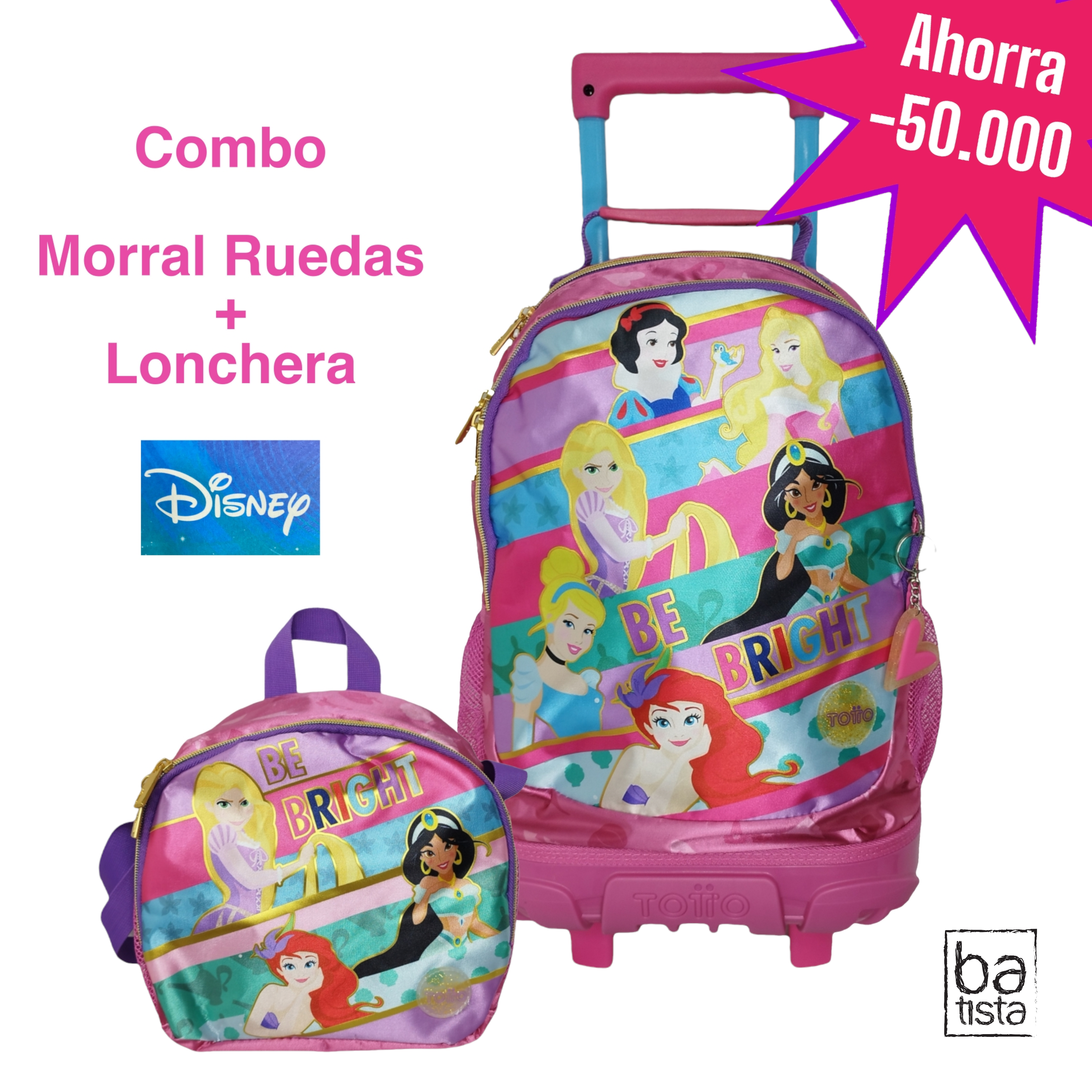 Combo Morral con Ruedas Totto Team Princess M